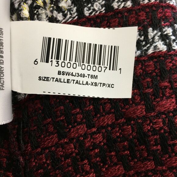 BCBGeneration Vest Duster XS White Black Red Tweed Stripe Washable Knit Topper - Picture 8 of 8